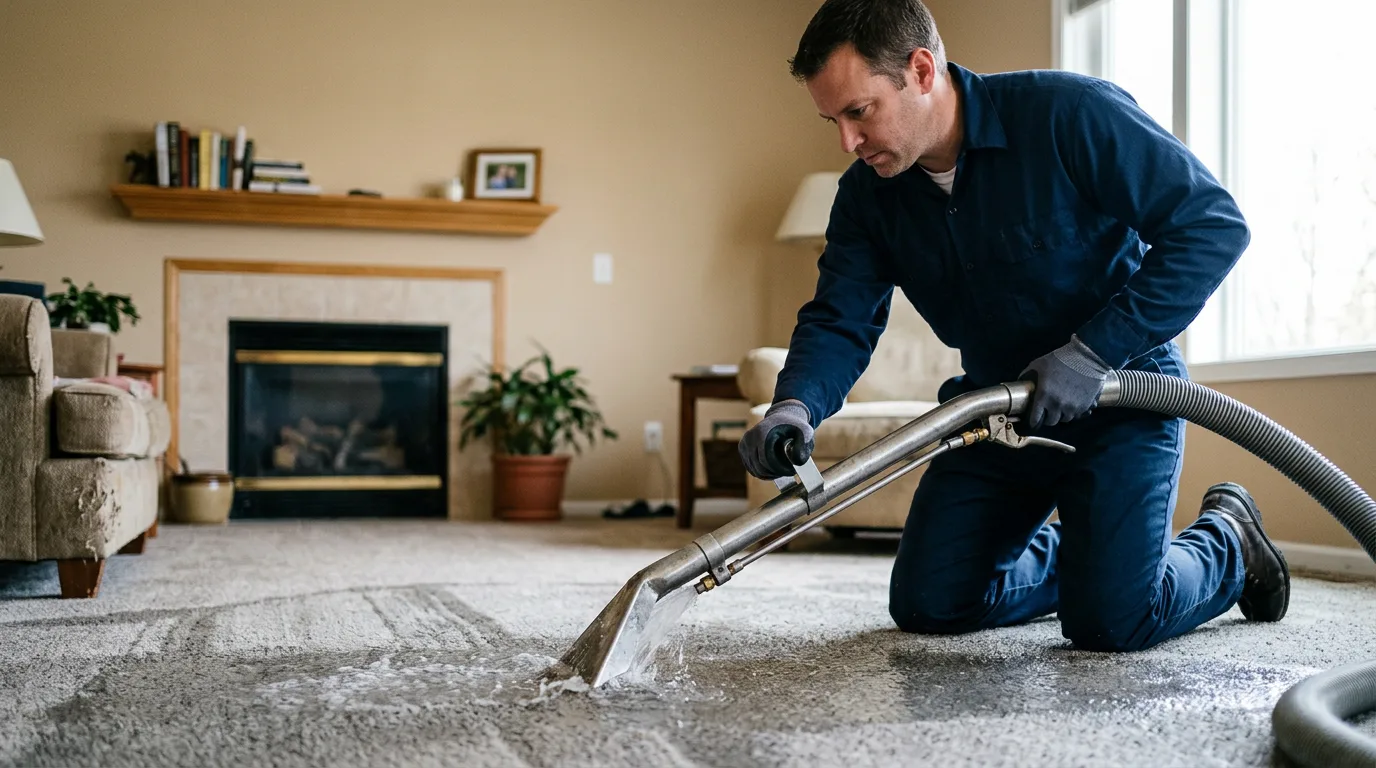 Water damage restoration technician working near Premier, WV
